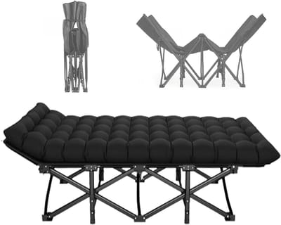 Opvouwbaar Campingbed - Slaapbank Kampeerbed - Ontspannen Buiten - Extra Dik Matras - 188x71x49cm - Grijs