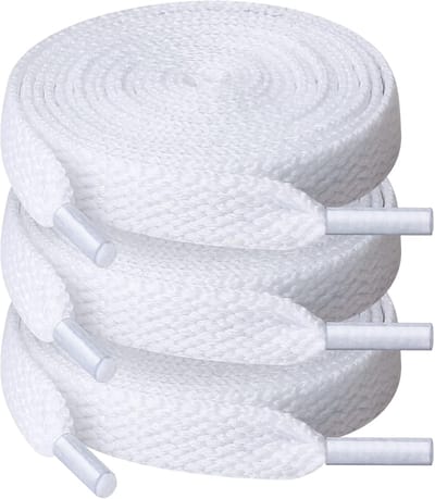 Sportveters Set - Platte Veters 8mm - 3 Paar 140 cm - Duurzaam Polyester - Voor Hardlopen en Dagelijks Gebruik -Wit