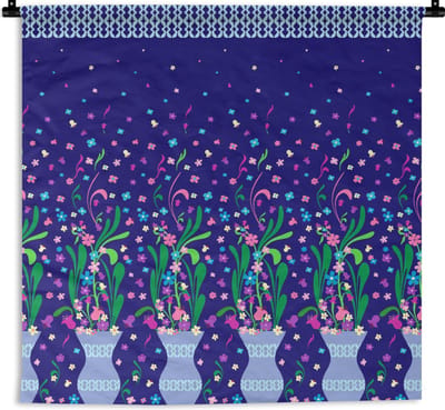 Wandkleed - Wanddoek - Bloemen - Patronen - Lente - 90x90 cm - Wandtapijt