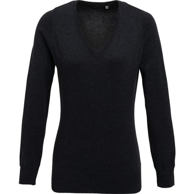 Premier Dames/Dames Gebreid Katoen Acryl V Hals Sweatshirt (Houtskool)