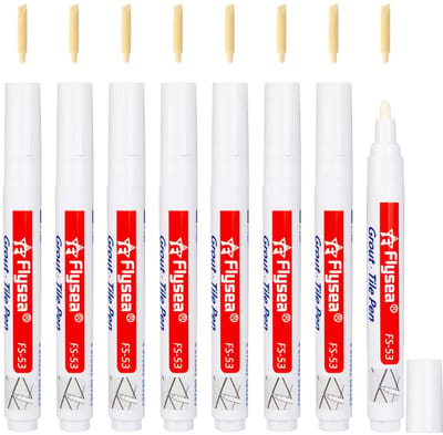 8 Stukken Tegelpen - Witte Voegenpen - Waterdichte Voegenpen met 8 Vervangtips voor Muur - Voegenmortelherstelpen, Voegenpen, Voegenmortel voor Reparatie van Tegels, Vloer, Badkamer en meer