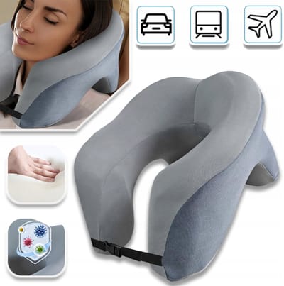 U-Vormig Reiskussen Van Traagschuim - Ergonomisch Neksteunkussen - Lichtgewicht Compact En Opvouwbaar - Ideaal Voor Thuis Op Kantoor In Het Vliegtuig En in De Auto - Grijs