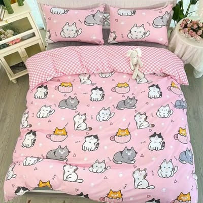 Katten Dekbedovertrek | Dekbedovertrek 135x200cm met 2 bijhorende kussenslopen | Kat Dekbedovertrek | Grappig Dekbedovertrek | Tiener Dekbedovertrek | 100% polyester | Exclusief Dekbed
