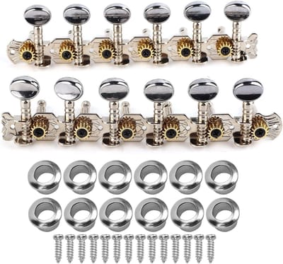 Gitaar Stemsleutel - Stemmechaniek Gitaar - Gitaar Stemmen - Zinklegering Constructie - 19 x 7 x 6 cm - Zilver
