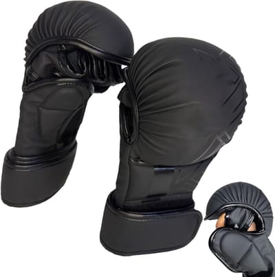Bokshandschoenen - Kickbokshandschoenen Trainingshandschoenen - Sporttraining - Versterkte Naden Slijtvast - ca. 22 x 12 cm - Zwart