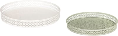 Atmosphera Dienbladen/Plateau's - Set van 2 stuks - Ø32xH4cm - Groen/Wit