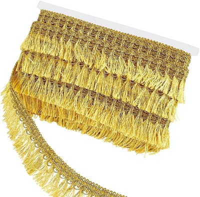 20 Yards Gouden Fringe Trim voor Naaien en DIY Projecten - Kwastje Trim, Stof Kant voor Gordijnen, Lampenkappen en Kledingdecoratie