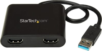 StarTech.com USB Aan Dual HDMI AV / multimedia paneel - USB Aan HDMI AV / multimedia paneel - 4K - Extern Video adapter - MCT Trigger II - 64 MB - Zwart