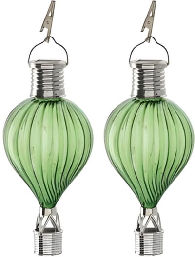 Cepewa LED ballonhanger - 2x - groen - H17 cm - luchtballon - tuinverlichting/buitenlamp