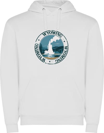 Witte Wanna have hoodie voor de echter Amerika / Verenigde Staten liefhebber Poststempel van de staat Wyoming Print Full Color Color merk Roly maat M