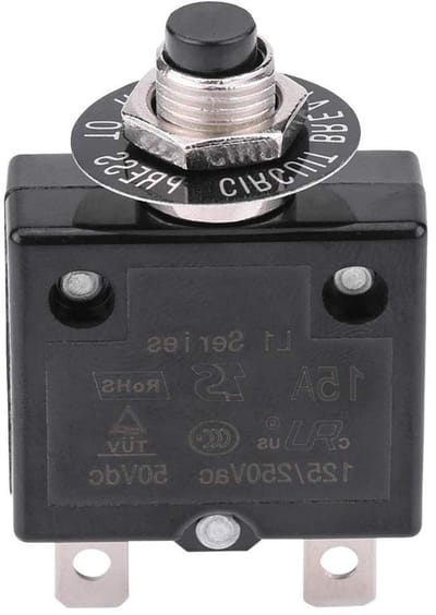 Overstroombeveiliging - Thermoschakelaar - Circuit Beveiligen - Handmatig Herstel - 15A 50V - Zwart
