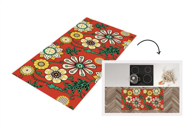 Keukenloper 120x60 cm - Keukenmat vinyl Design - Bloemen - Hippie - Retro - Keukenmatten loper - Keuken vloerkleed tapijt