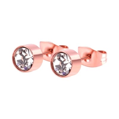 Aramat Jewels | Oorbellen | Rosékleurige kristallen oorstekers – 6 mm | | | |6mm | Staal | Kinderen, Volwassenen | Verkleurd niet