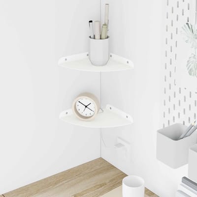 vidaXL - Hoek - Plank - 2 - st - Wit - 18 - x - 18 - x - 2 - cm