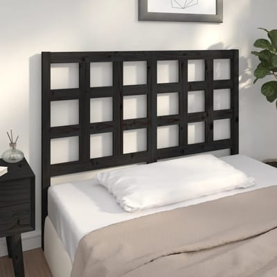 vidaXL - Hoofdbord - 125,5x4x100 - cm - massief - grenenhout - zwart