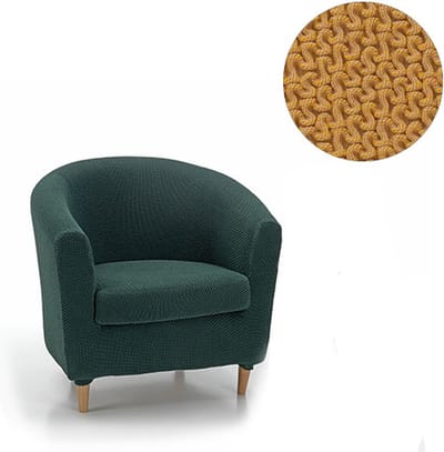 Belmarti® Fauteuilhoes Milan Rond - 70 tot 80cm breed - Geel - Bi-stretch, Ademend katoen - Hoezen voor Kuipstoelen