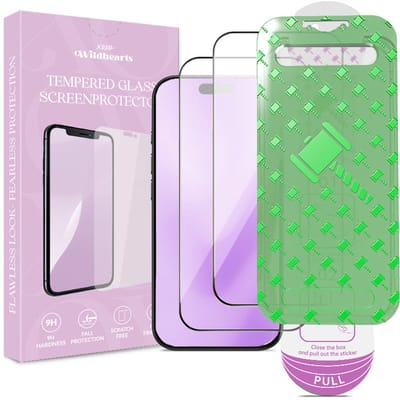 xoxo Wildhearts Screenprotector - 2 stuks - geschikt voor iPhone 15 Tempered Glass - Extra Sterk - Beschermglas inclusief installatie tool - gehard glas