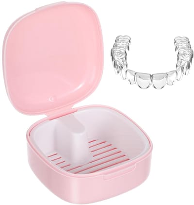 Gebitsbakje - Beugelbakje - PP - Incl. Lekbakje - Draagbare Dental Behuizing - Kunststof Gebitsbox - Mond Guard Beschermende Kistje - Gebittenbakje - Prothese Opslag - Voor - Beugel - Kunstgebit - Prothese - Beugeldoosje - 7.9*8*3.8cm