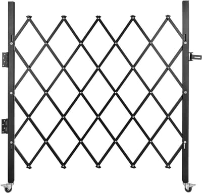 Inklapbare Veiligheidsdeur, 48" H x 66" B vouwdeur, stalen accordeondeur, flexibele uitklapbare veiligheidsdeur, 360° zwaailicht, schaardeur of hek met hangslot