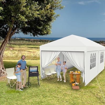 Feesttent Paviljoen - Partytent Tuinpaviljoen - Buitenfeest Bescherming - Zes Zijwanden Inclusief - 3x6 Meter - Wit