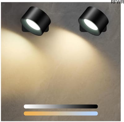RFWR® Oplaadbare LED Wandlampen voor Binnen - 2 Stuks, 3 Helderheden en 3 Kleuren, Draaibare Touch-Control