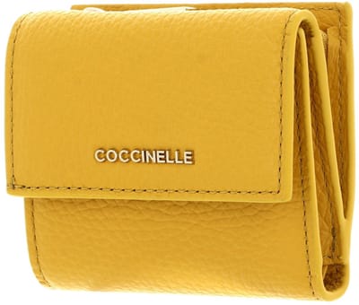 COCCINELLE Leren Portemonnee Metallic Soft Wallet Grained Leather Soleado Geel