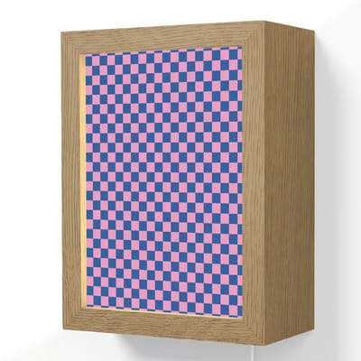 Wandlamp 15x20 cm - Oplaadbaar - Dambord - Blauw - Patroon - Roze - Wandlampen binnen woonkamer - Slaapkamer lamp met kabel - Decoratieve nachtlamp - Vloerlamp snoer