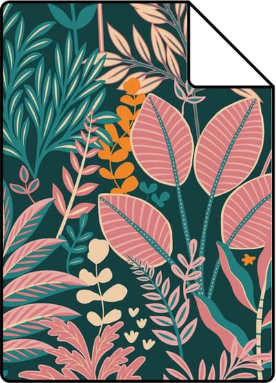 Proefstaal ESTAhome behang tropische bladeren en bloemen meerkleurig - 26.5 x 21 cm - 131663-S