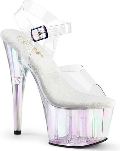 Pleaser - ADORE708HT Sandaal met enkelband, Paaldans schoenen - US 6 - 36 Shoes - Transparant