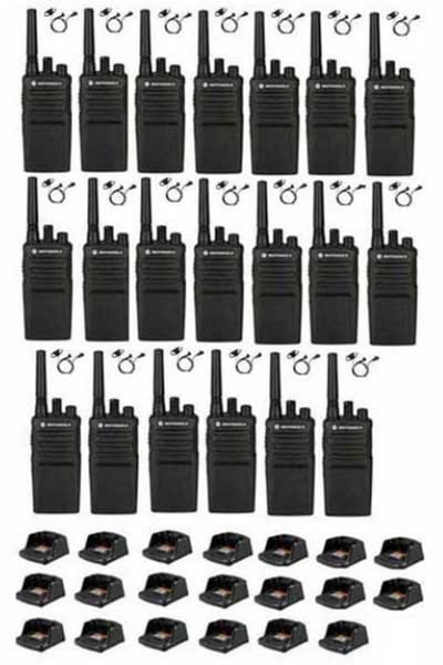 Set van 20 Motorola XT420 UHF IP55 PMR446 Portofoon met laders en D-shape oortje