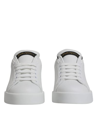 Dolce & Gabbana Witte Leren Klassieke Lage Sneakers Schoenen