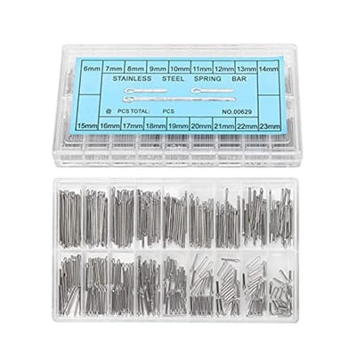 Dailygoods- Horloge Band Link Splitpen Assortiment - Horloge Pins RVS - Reparatie Kit 6-23mm - Transparante Opbergdoos - Hoogwaardige Kwaliteit - Horloge Reparatieset
