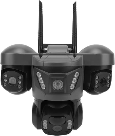 Beveiligingscamera Zonne-energie - Drievoudige Lens Camera - Buitenbewaking Huis - AI Bewegingsdetectie - 12 MP 6K - Wit