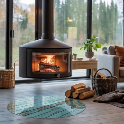 Coloray Vloerplaat Houtkachel - Plaat onder Houtkachel - 90 cm x 90 cm - Kachel Onderplaat - Turkoois Vloerplaat Kachel - Vloerplaat Voor Kachel - Onderplaat Kachel - Houtkachel Vloerplaat - Plaat Kachel