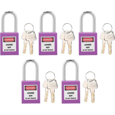 5 Sets 38mm Hangslot Lockout Tagout Slijtvast met 10 Sleutels Beschrijfbaar Label voor Machinebouw