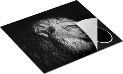 Chefcare Inductie Beschermer Leeuw - Leeuwenkop - Zwart Wit - 60x50 cm - Afdekplaat Inductie - Kookplaat Beschermer - Inductie Mat