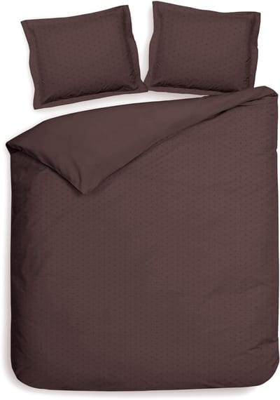 Heckettlane Dekbedovertrek Punto - Bedlinnen met Stippen - 200x200-220 cm - Tweepersoons - Bruin - Dekbedovertrek van 100% Katoen-Satijn