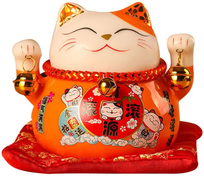 Dailygoods- Lucky Cat Zwaaien - Keramisch Beeldje - 11,43 cm - Gelukspoppetjes - Zakelijke Opening - Hoogwaardige Materialen - Gelukskat