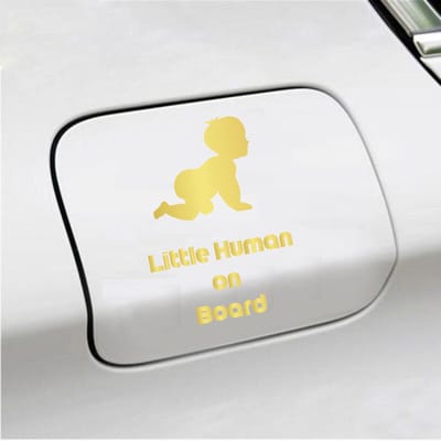 Bumpersticker - Little Human On Board - 10 X 15 - Goud