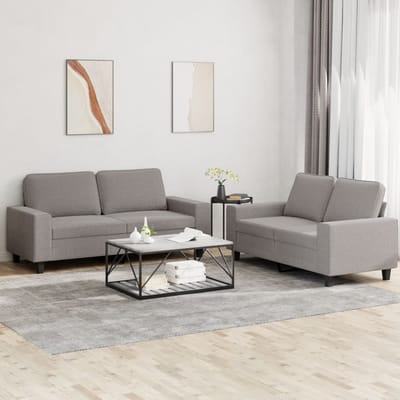 vidaXL - 2-delige - Loungeset - stof - taupe