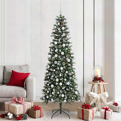 vidaXL - Kunstkerstboom - Groen - 210 - cm - PVC - en - Plastic - en - Staal