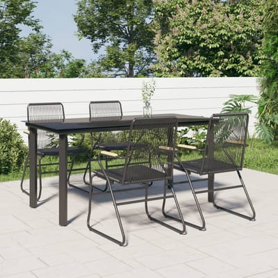 vidaXL - 5-delige - Tuinset - PVC-rattan - zwart