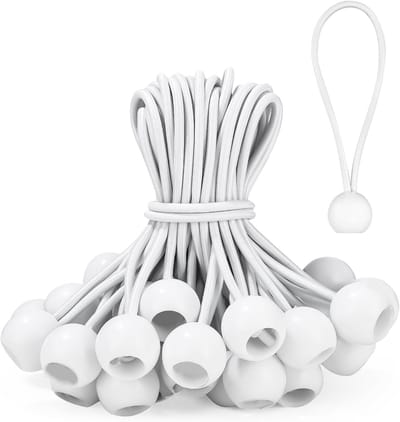 Spanrubbers met bal 15cm, 50 stuks zeildoekspanner met bal, tentrubbers uitzetlus tentrubberspanner met bal, rubberen lussen tentrubbers uitzetlussen voor zeildoeken, paviljoens, spandoeken