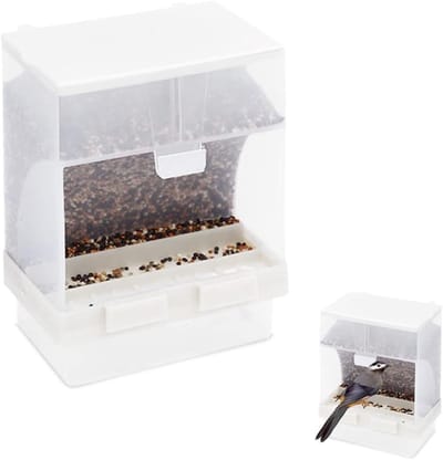 Voederdispenser Vogel - Automatische voerbak - Vogels voeren - Lekvrij en spatbestendig - 10 x 75 x 14 cm - Wit