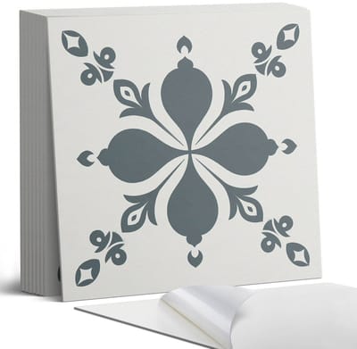 Coloray Plaktegels - Sierpatroon met bladeren Portugese Tegels - 30 cm x 30 cm - Grijs Plaktegels - 9 stuks - Vierkant PVC Tegels - Plaktegels Keuken - Zelfklevende Vloertegels - Vinyl Tegels Zelfklevend - Zelfklevende Tegels