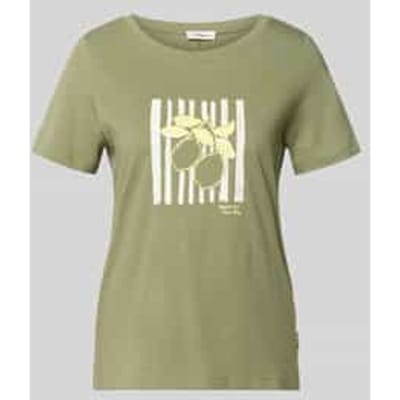 Zachte katoenen T-shirt met bedrukking aan de voorkant en decoratieve stiksels voor dames s.Oliver