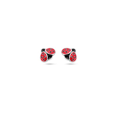 Zilver Gerhodineerd Oorknoppen Lieveheersbeestje Emaille 1339079