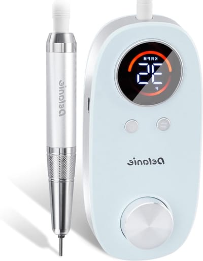Professionele Draadloze Nagelschuurmachine 35.000 rpm met Oplaadbare 5000 mAh Accu, Inclusief 7 Opzetstukken en 36 Schuurbanden voor Manicure en Pedicure, Blauw