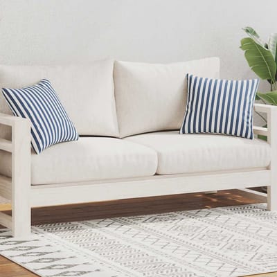 vidaXL - Buitenkussens - 45x45 - cm - gestreept - marineblauw - 2 - st