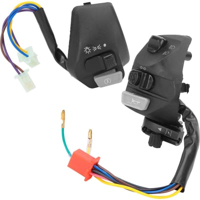 2 STUKS Stuur Schakelaar 22mm Koplamp Bedieningsknop Universeel voor Motoren ATV's black